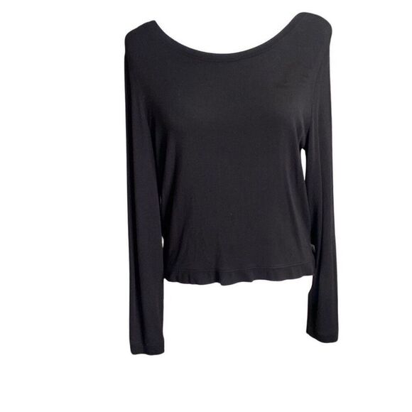Good American Women's Black Soft Deep Back Scoop Sweater Sz 1 Medium GS0167 - Picture 1 of 6